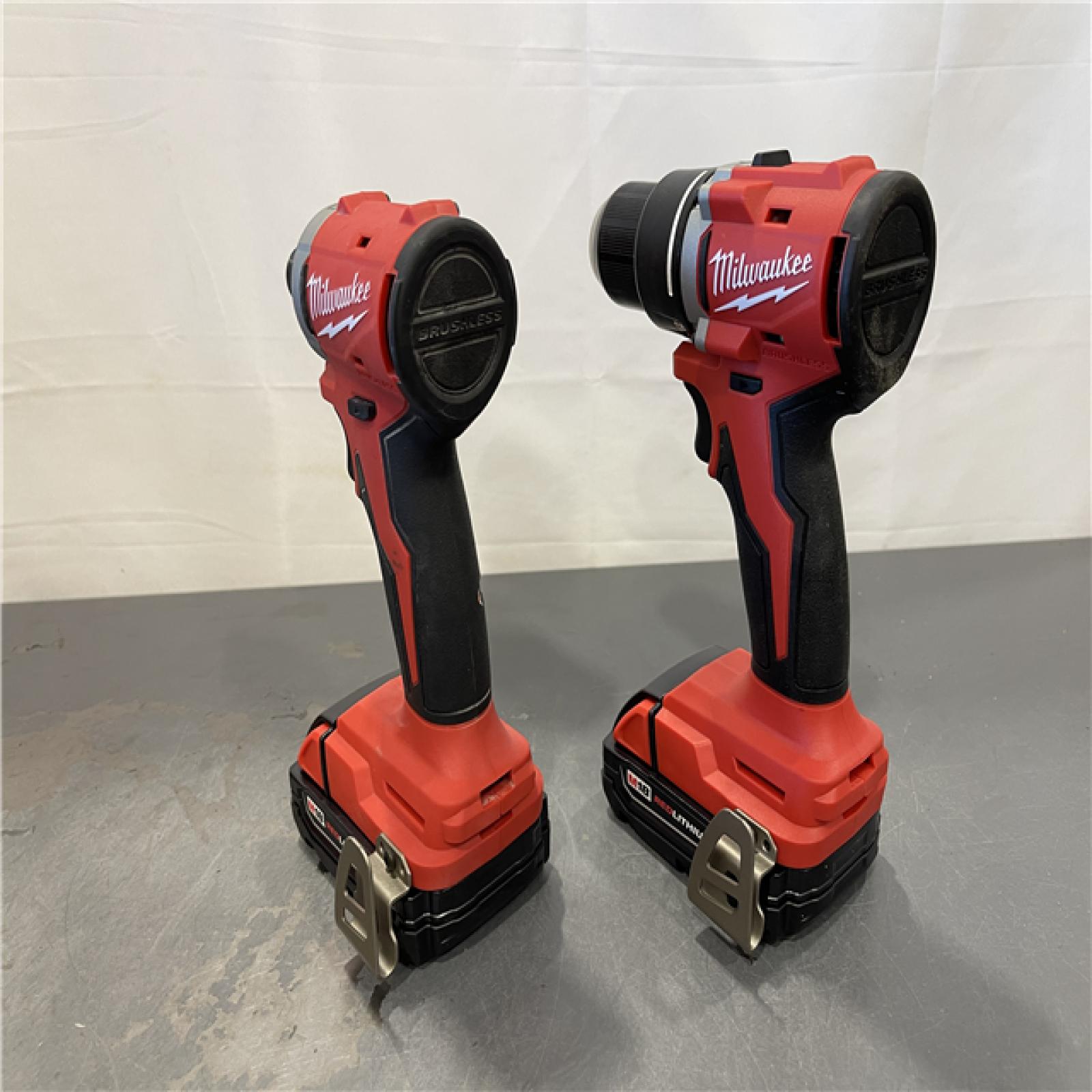 AS-IS - Milwaukee M18 18V Lithium-Ion Brushless Cordless Compact Drill/Impact Combo Kit