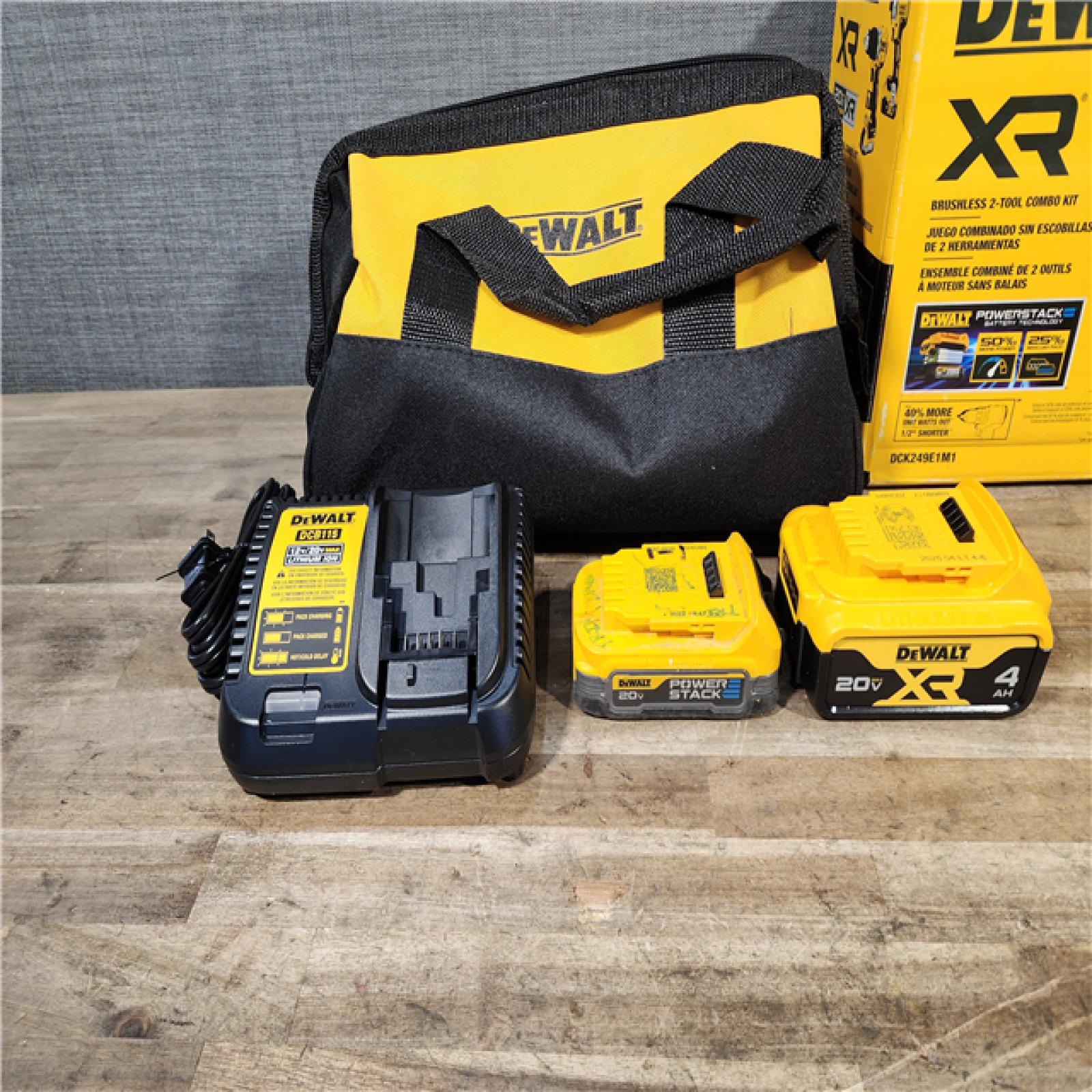 HOUSTON LOCATION - AS-IS Dewalt DCK249E1M1 20V MAX XR Brushless Lithium-Ion 1/2 in. Cordless Hammer Drill Driver and Impact Driver Combo Kit with 2 Battery