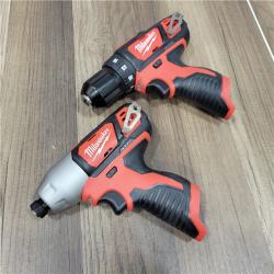 AS-IS  Milwaukee M12 12V Lithium-Ion Cordless Drill Driver/Impact Driver Combo Kit with Two 1.5Ah Batteries, Charger and Bag (2-Tool)