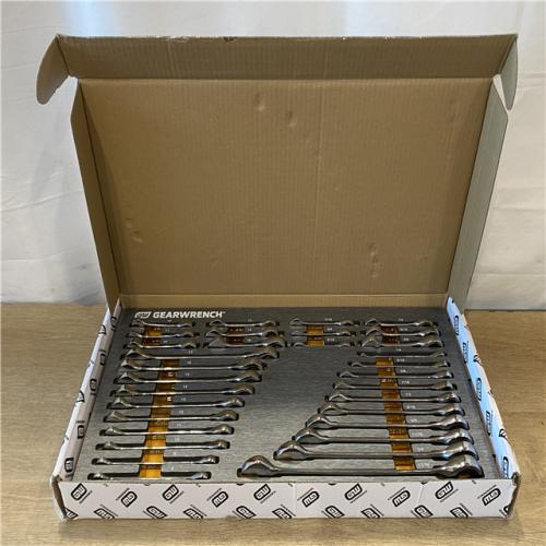 AS-IS GEARWRENCH SAE/Metric Standard and Stubby Combination Ratcheting Wrench Set in EVA Tray (32-Piece)
