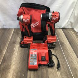 AS-IS Milwaukee 18-Volt Lithium-Ion Brushless Cordless Compact Hammer Drill/Impact Combo Kit