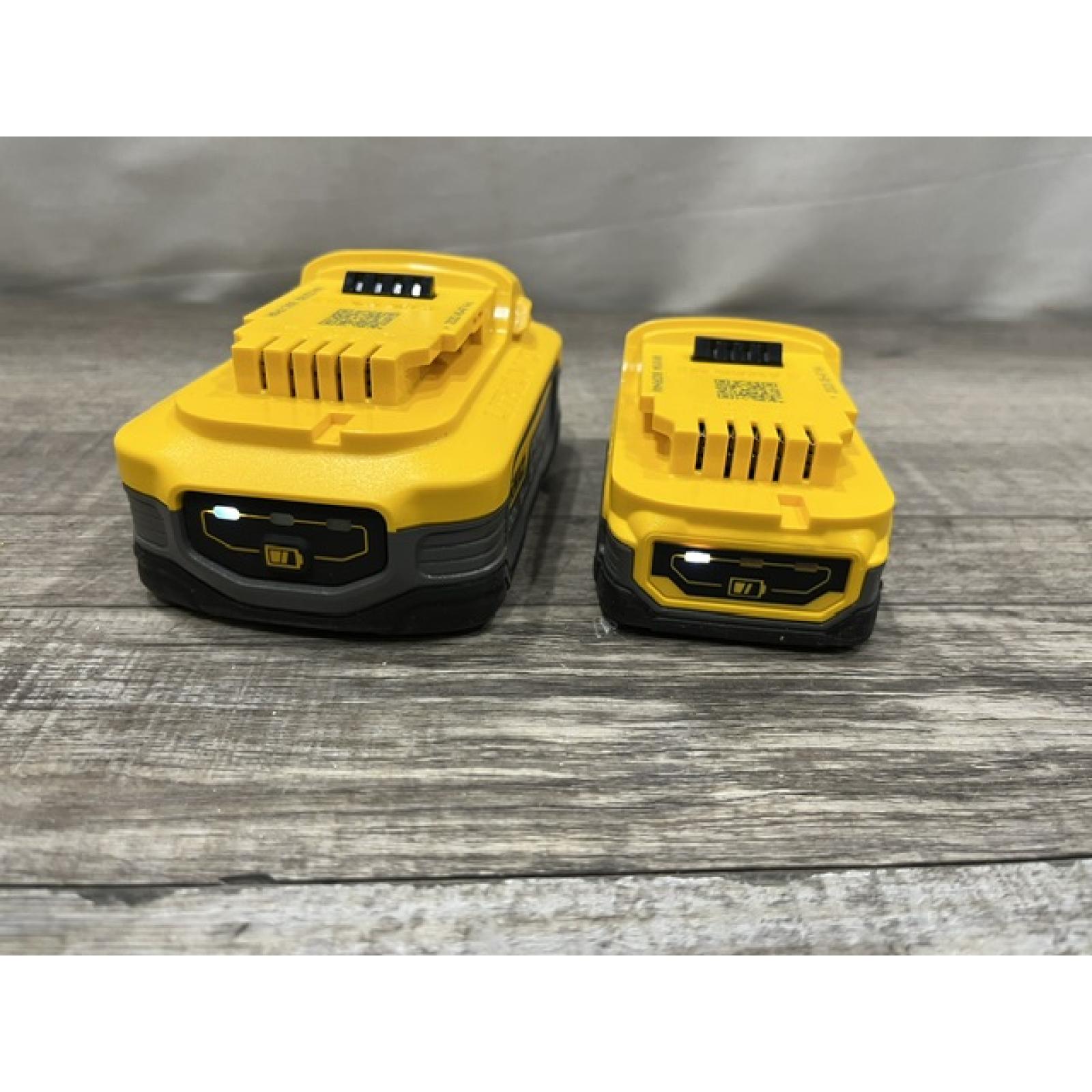 AS-IS DEWALT 20V MAX XR POWERSTACK Lithium-Ion Battery Starter Kit with 5.0Ah and 1.7Ah Batteries and Charger