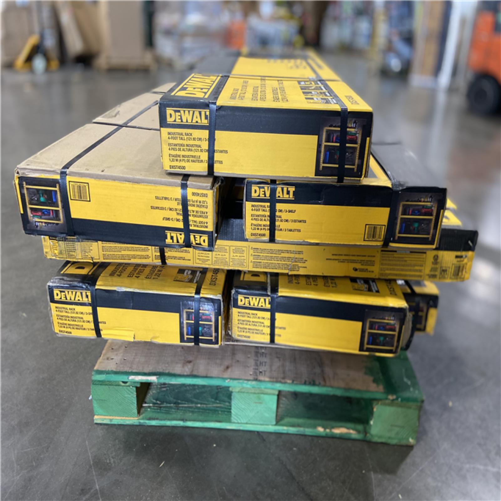 DALLAS LOCATION -  DEWALT Yellow 3-Tier Steel Garage Storage Shelving Unit (50 in. W x 48 in. H x 18 in. D) 9 CASES