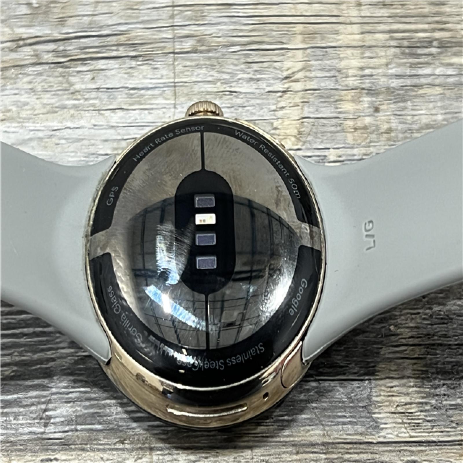 AS-IS Google Pixel Watch-Android Smartwatch-Gold Stainless Steel Case with Hazel Active Band
