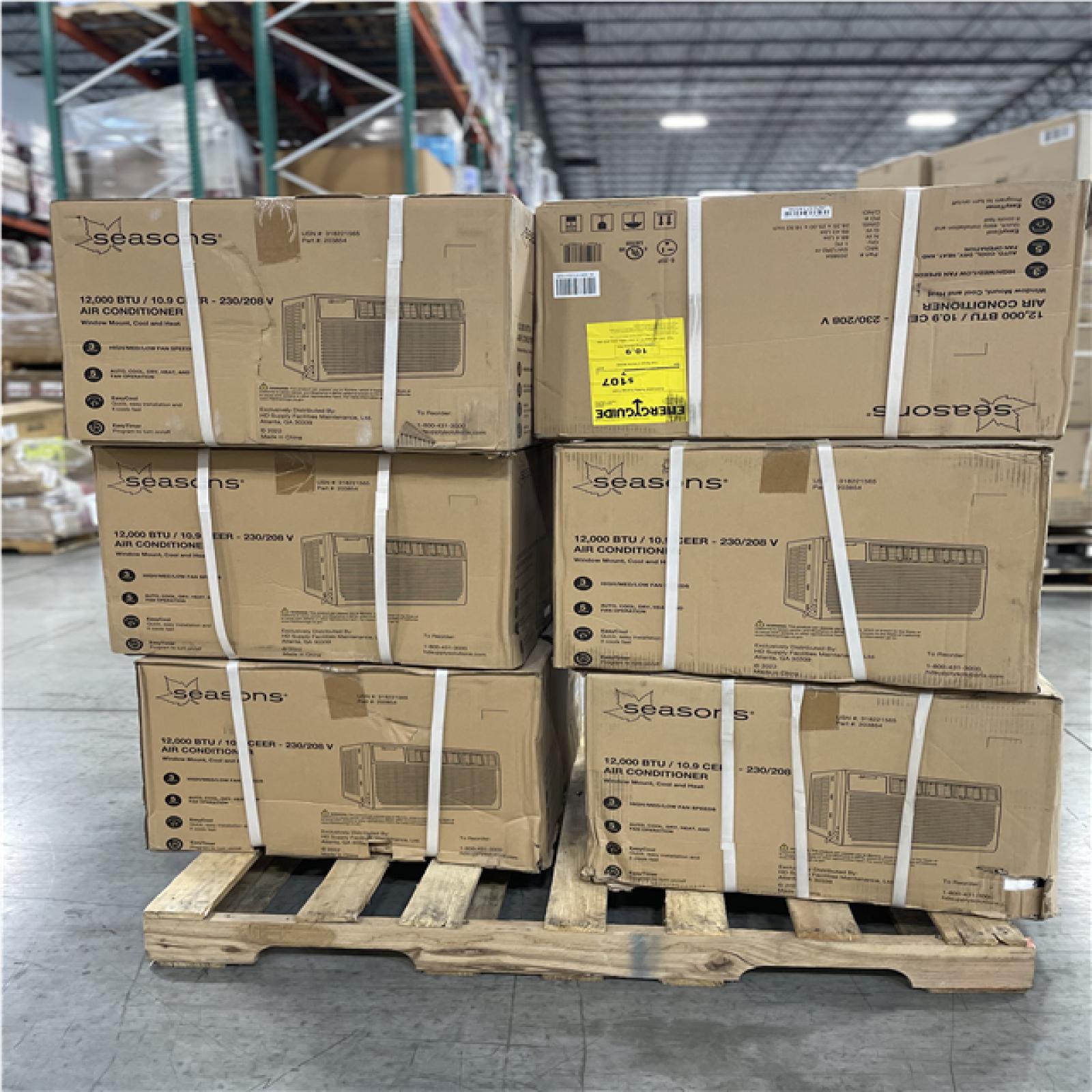 DALLAS LOCATION - SEASONS 12 000 BTU AIR CONDITIONER PALLET- (6 UNITS)