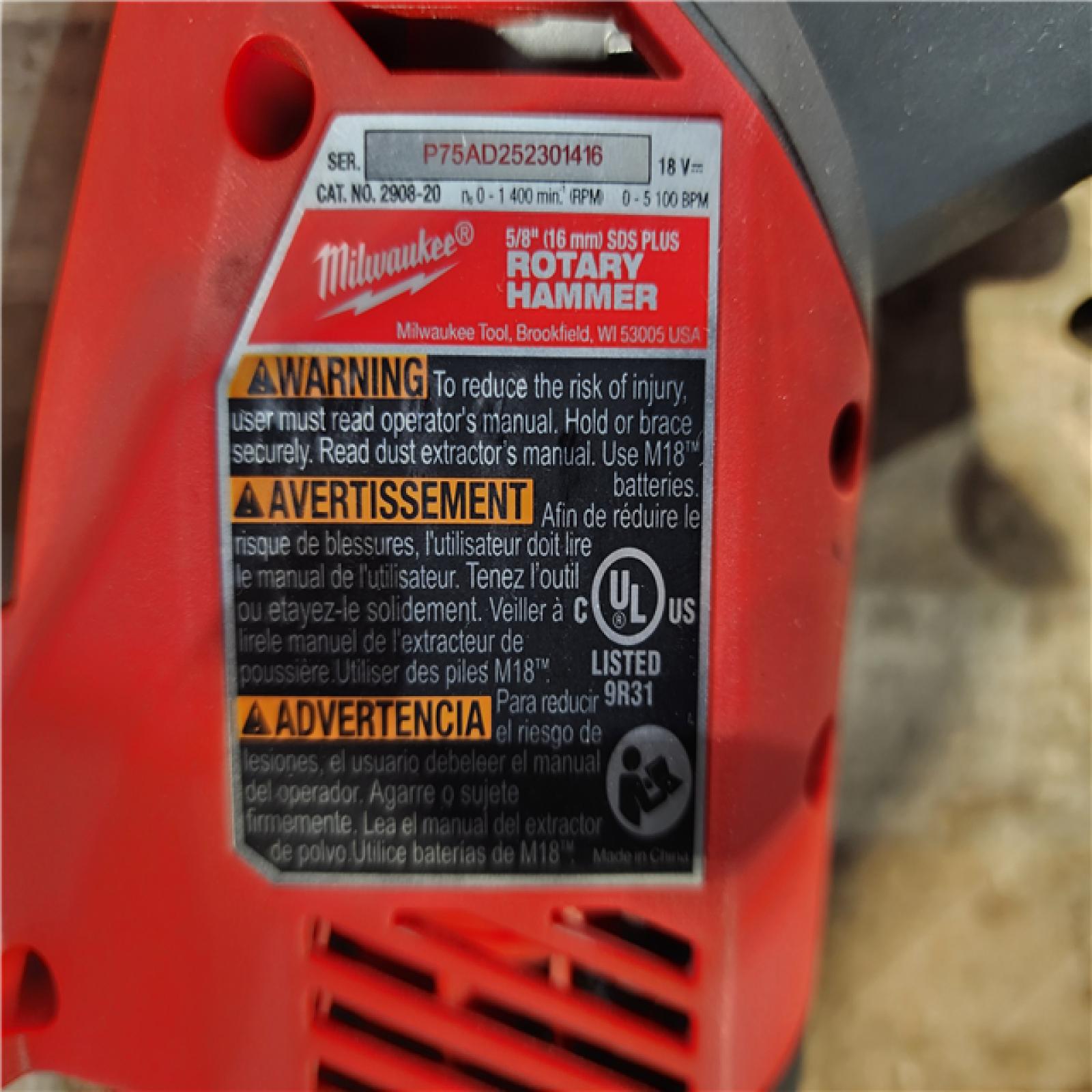 HOUSTON LOCATION - AS-IS Milwaukee M18 FUEL 18V Lithium-Ion Brushless Cordless 5/8 in. SDS-Plus Rotary Hammer (Tool-Only)