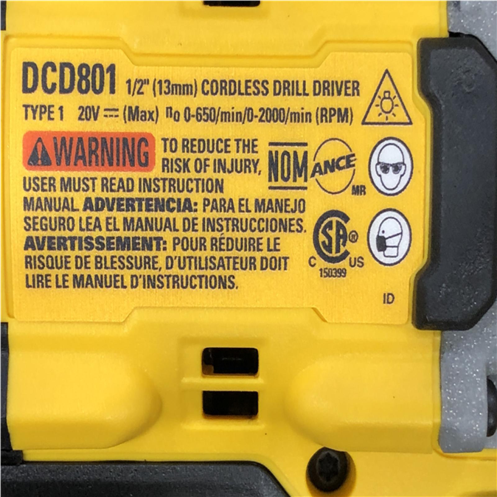 AS-IS DEWALT 20V XR Lithium-Ion Cordless Brushless 1/2 in. Drill/Driver Kit