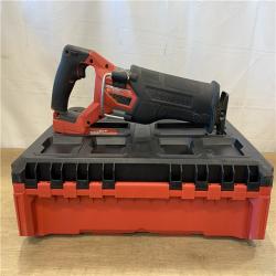 AS-IS MILWAUKEE M18 FUEL18V Lithium-Ion Brushless Cordless SAWZALL Reciprocating Saw with PACKOUT Tool-Box  (1) 5.0 Battery  and Charger