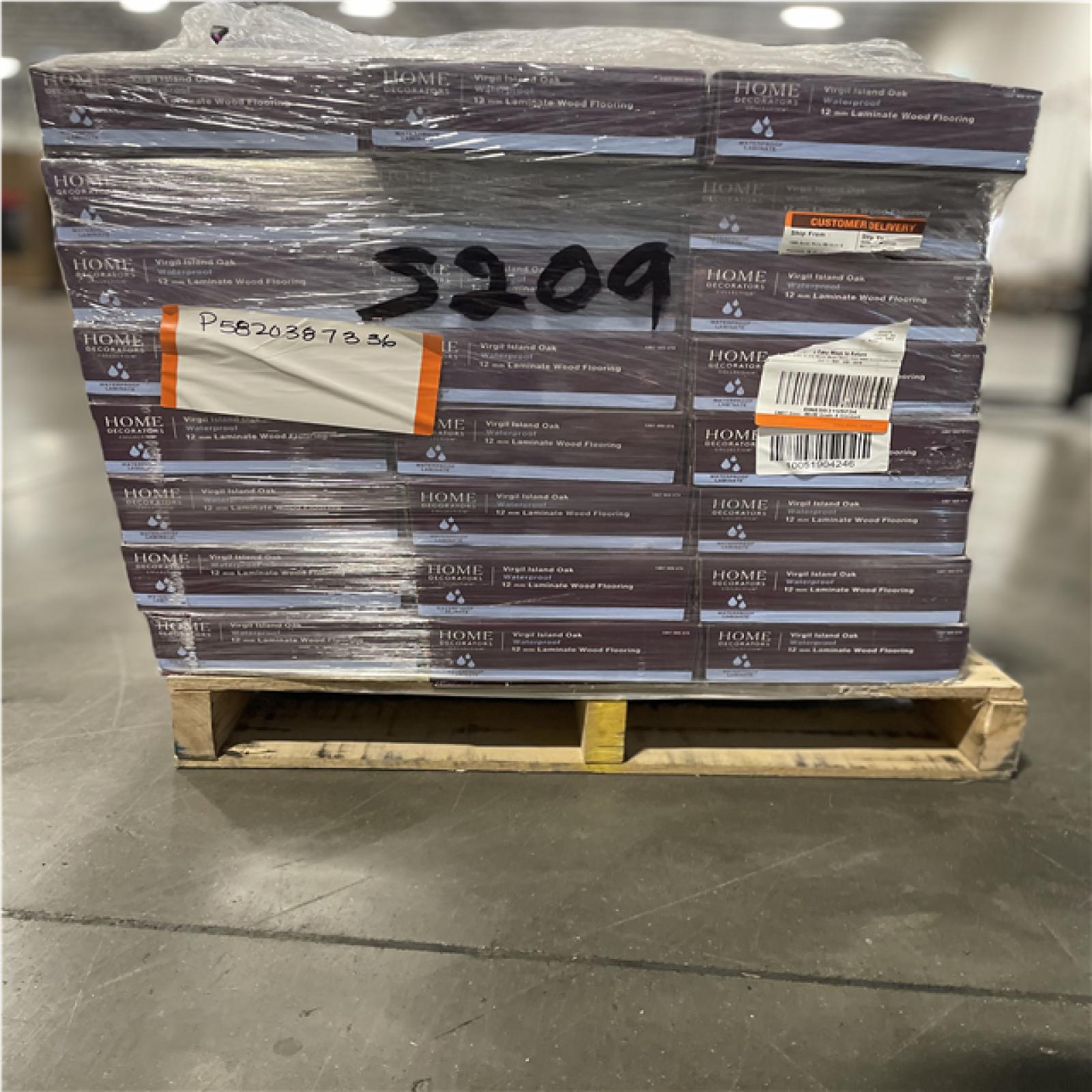DALLAS LOCATION-Home Decorators Collection Virgil Island Oak 12 mm T x 8 in. W Waterproof Laminate Wood Flooring (15.9 sqft/case)PALLET-(24 CASES)