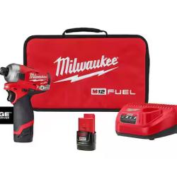 NEW! - Milwaukee M12 FUEL SURGE 12V Lithium-Ion Brushless Cordless 1/4 in. Hex Impact Driver Compact Kit w/Two 2.0Ah Batteries  Bag