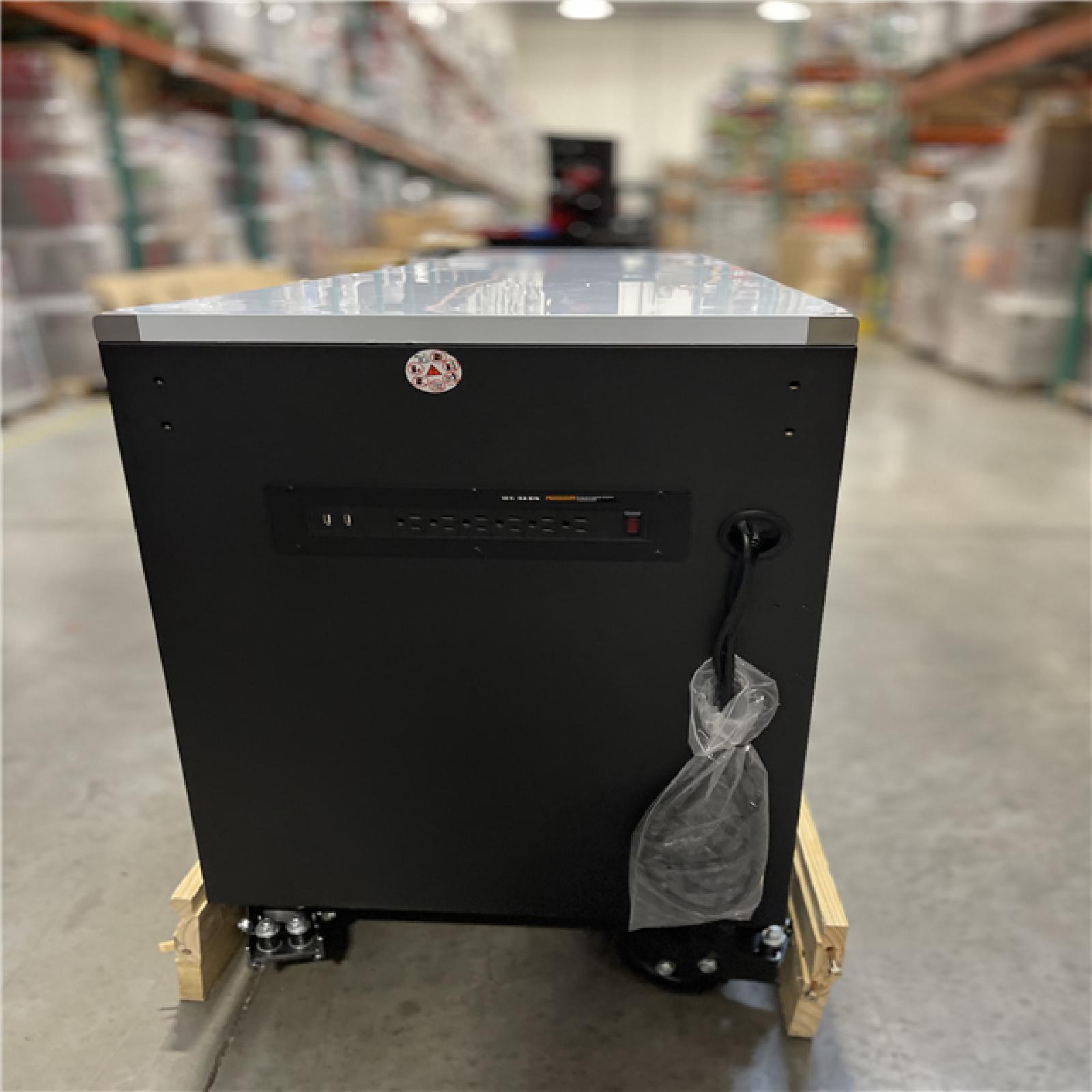 DALLAS LOCATION- Husky Tool Storage Heavy Duty 96 in. W x 24 in. D Matte Black Mobile Workbench Cabinet with Stainless Steel Top