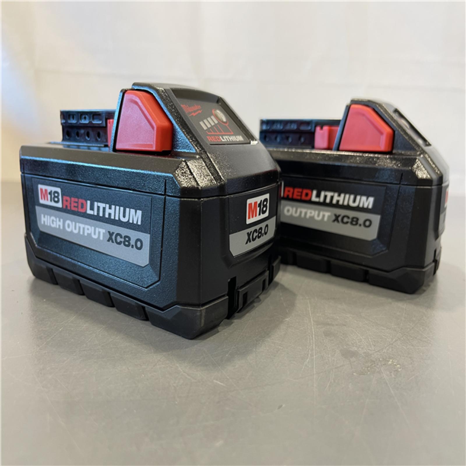 AS-IS - M18 18V Lithium-Ion Dual Bay Rapid Battery Charger W/ (2) 8Ah HIGH OUTPUT Batteries