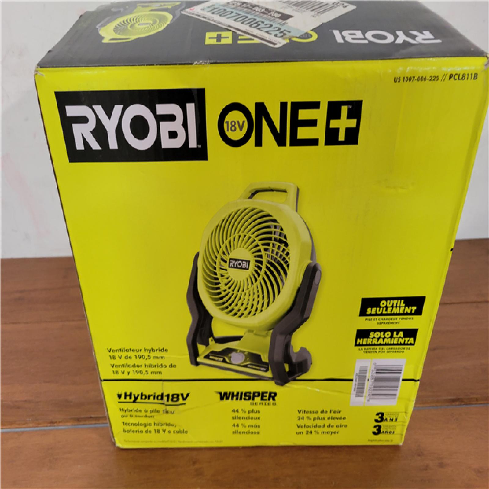 California NEW Ryobi One+ 18V Hybrid 7.5 Fan (Tool Only)