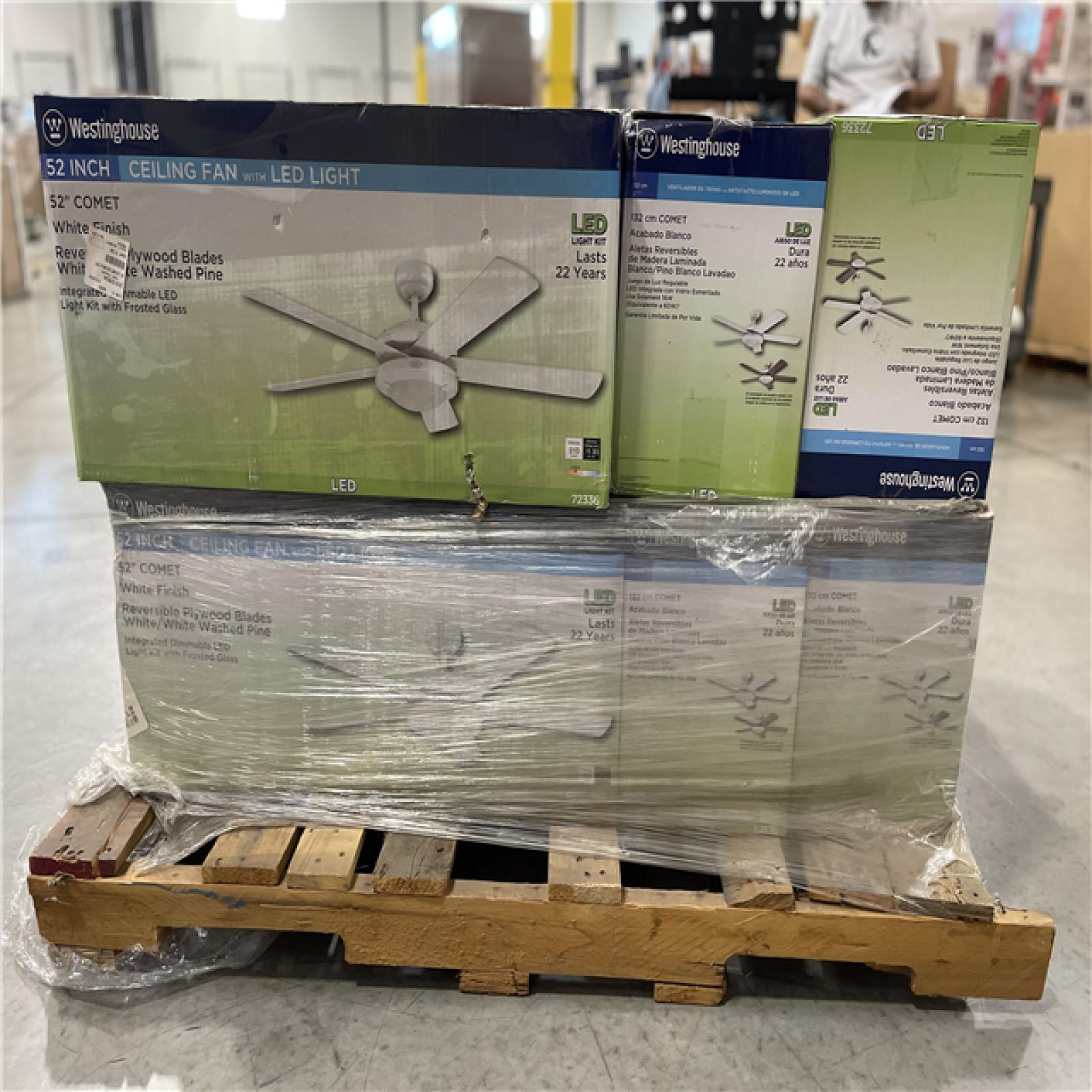 DALLAS LOCATION- Westinghouse Comet 52 in. White LED Indoor Ceiling Fan PALLET (12 UNITS)
