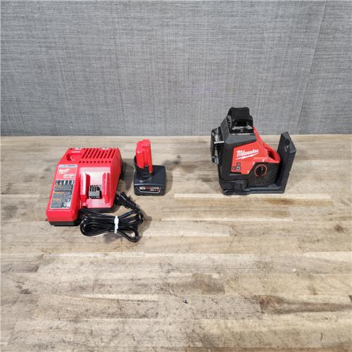 HOUSTON LOCATION - AS-IS Milwaukee-3632-21 M12 Green Beam Laser 360° 3-Plane Kit