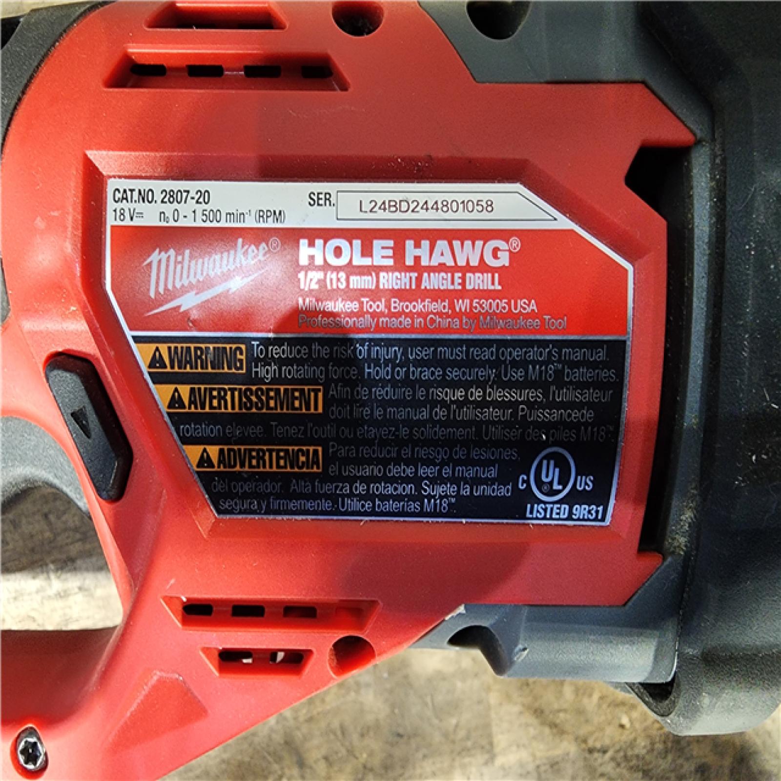 HOUSTON LOCATION - AS-IS Milwaukee M18 18V Fuel Hole Hawg 1/2 Right Angle Drill 2807-20 (Tool-Only)