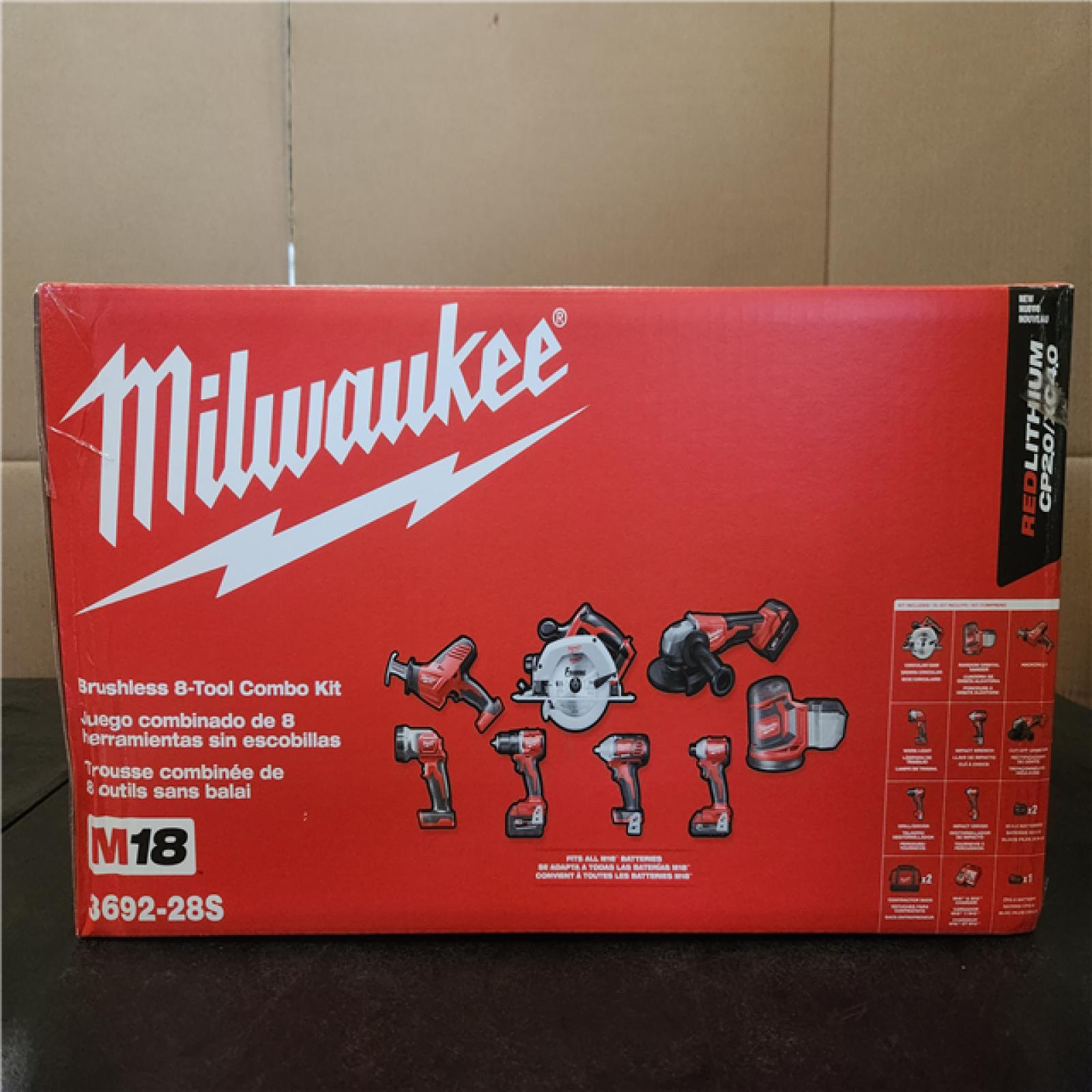 Phoenix NEW Milwaukee M18 18V Lithium-Ion Cordless Combo Kit (8-Tool) with (4) Batteries  Charger and Tool Bag SEALED