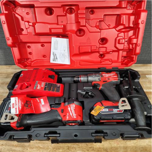 Houston Location AS-IS  Milwaukee FUEL 18V Lithium-Ion Brushless Cordless Hammer Drill and Impact Driver Combo Kit