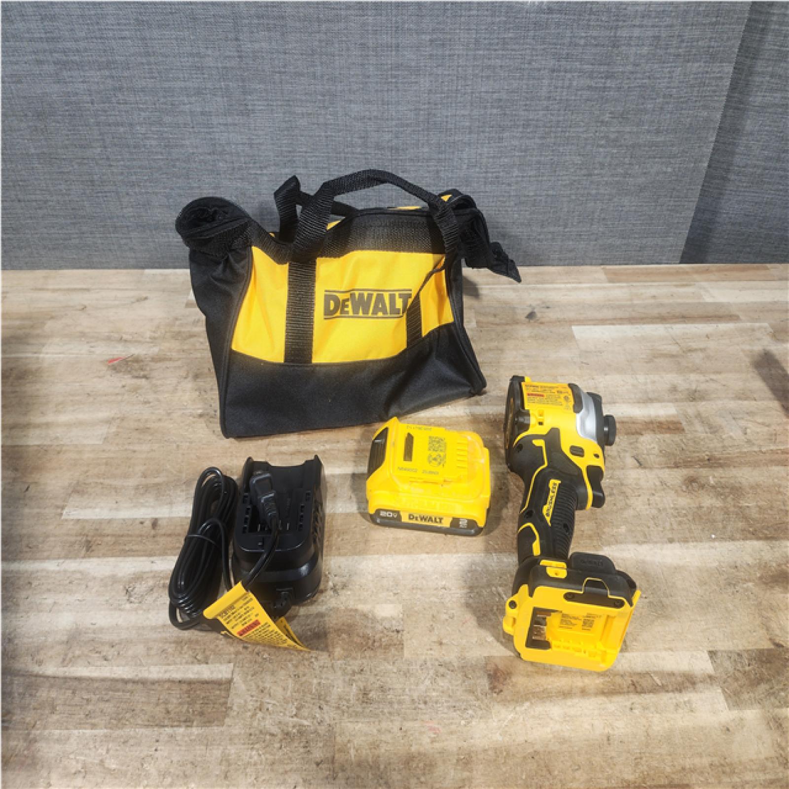 Houston Location AS-IS DEWALT ATOMIC 20V MAX Lithium-Ion Cordless 1/4 in. Brushless Impact Driver Kit