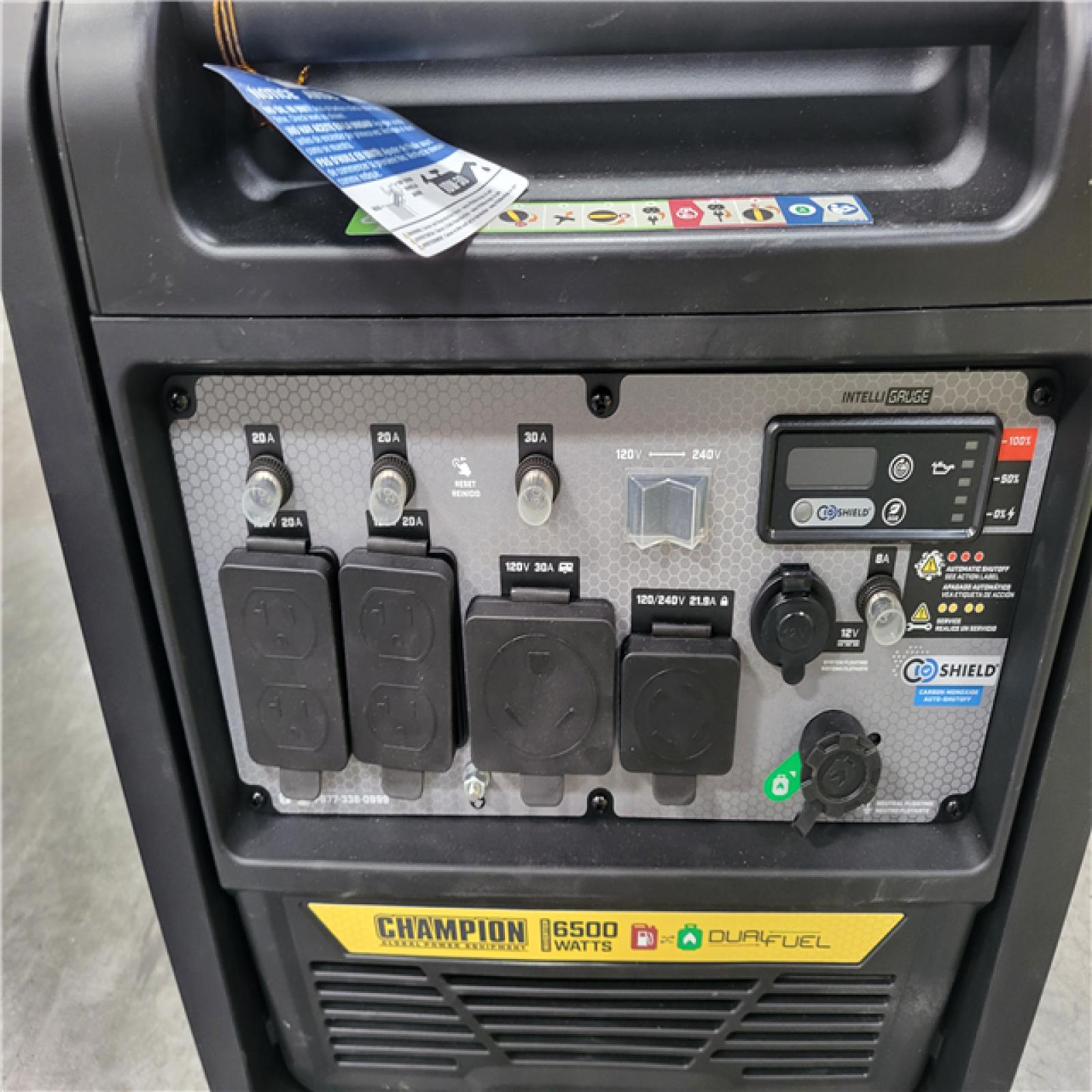 CALIFOR IA AS-IS NEW CHAMPION 6500-WATT GENERATOR W/ CO SHIELD