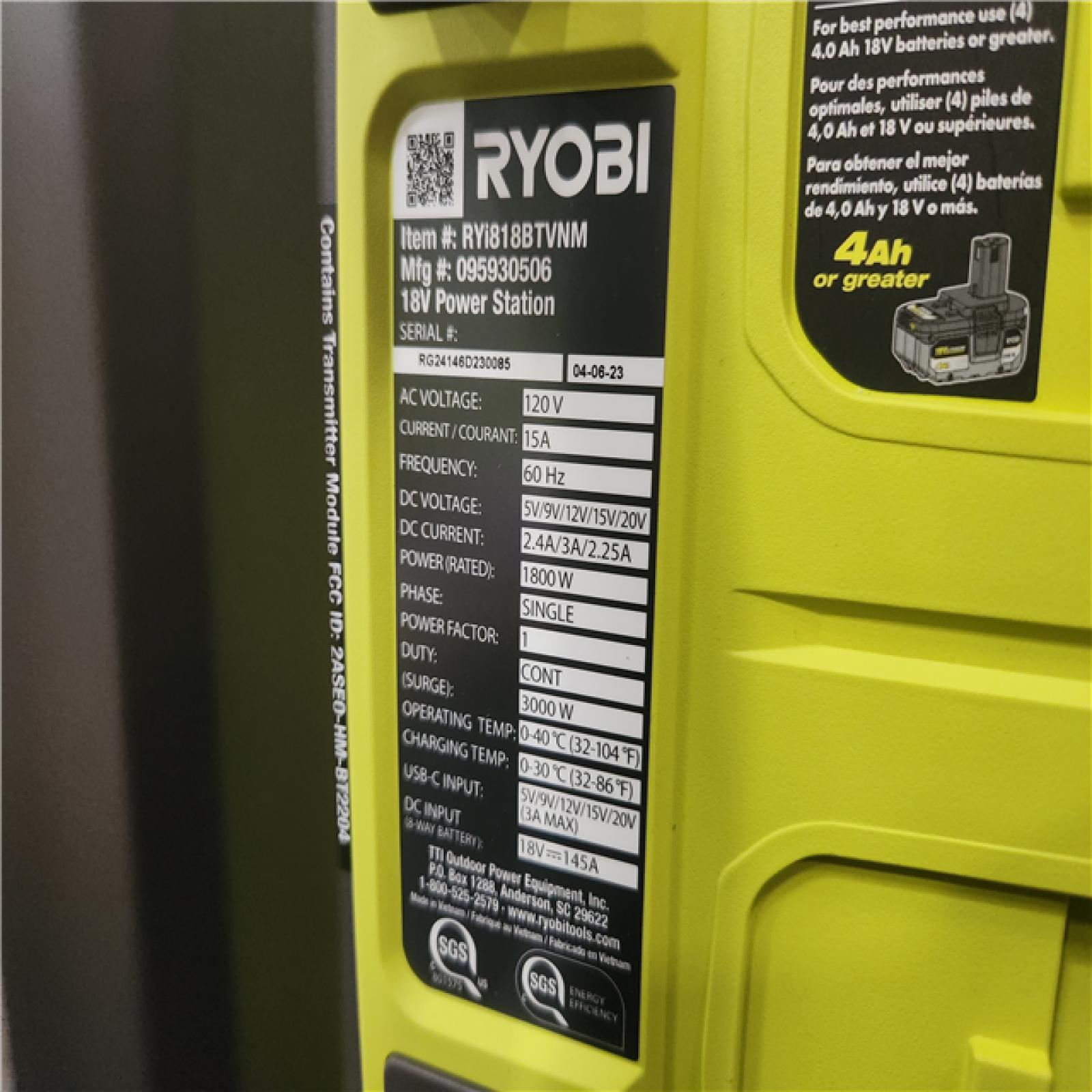Phoenix NEW RYOBI 18V ONE+ 1800-Watt Portable Battery Inverter Power Station/8-Port Charger (Tool Only)