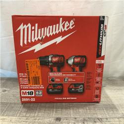 NEW - Milwaukee 18V Lithium-Ion Cordless Drill Driver/Impact Driver Combo Kit