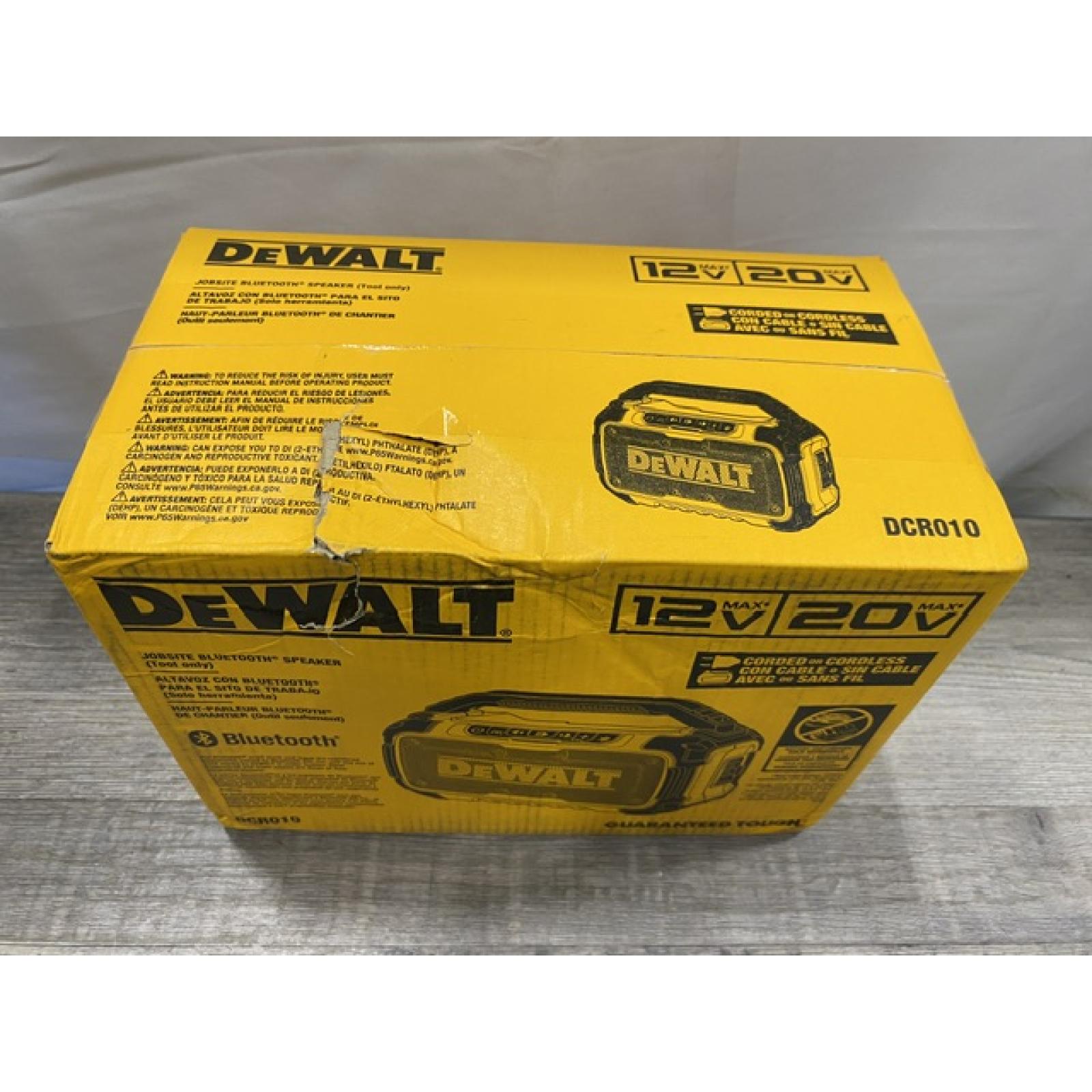 NEW - DEWALT 20V MAX Cordless Bluetooth Speaker (Tool Only)