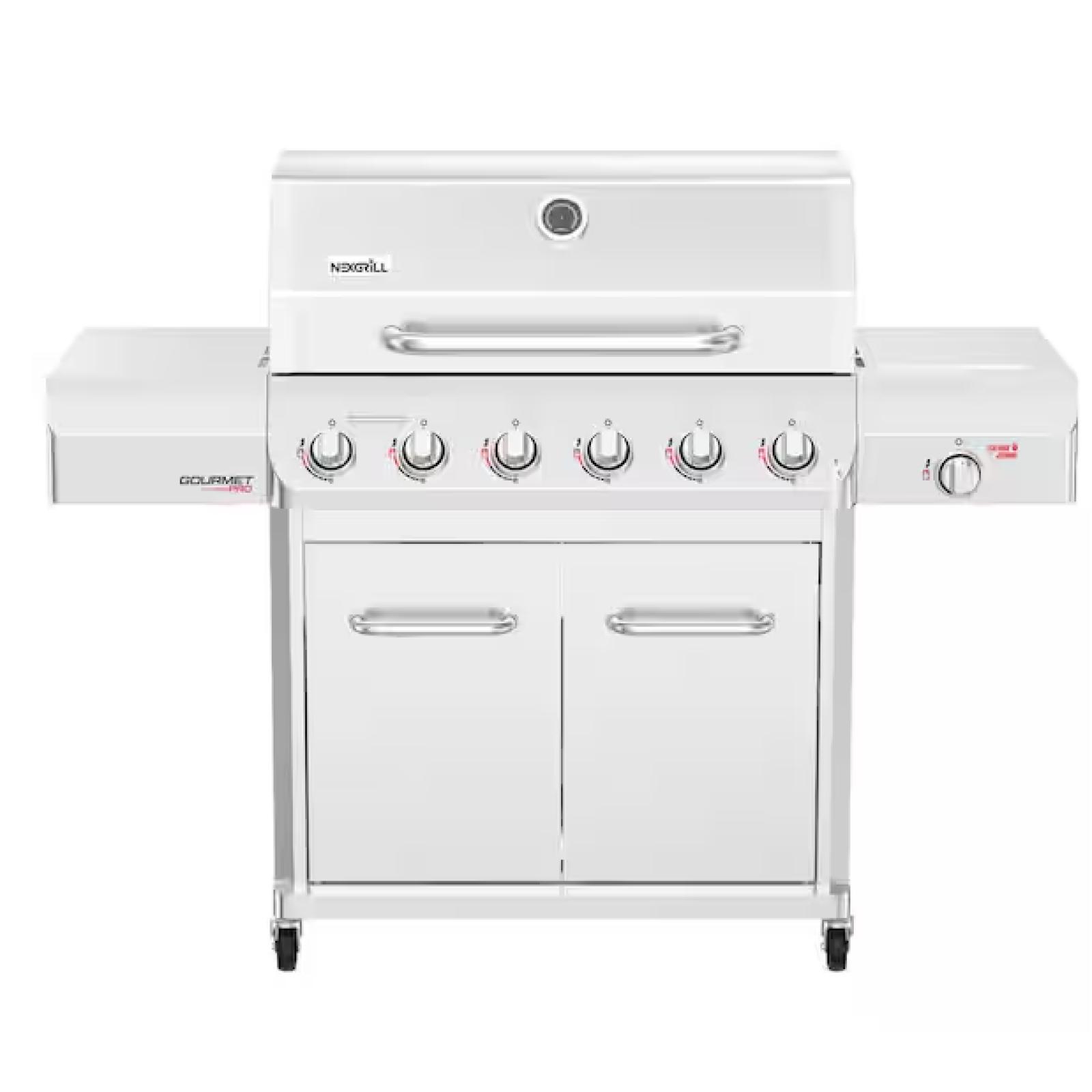 DALLAS LOCATION- NEW!- Nexgrill Gourmet Pro 6-Burner Stainless Steel Propane Gas Grill with Searing Side Burner and Griddle Max Insert PALLET (3 UNITS)