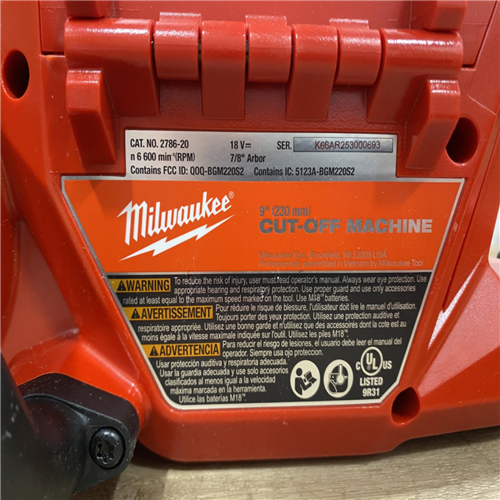 AS-IS Milwaukee FUEL ONE-KEY 18V Lithium-Ion Brushless Cordless 9 in. Cut Off Saw Kit