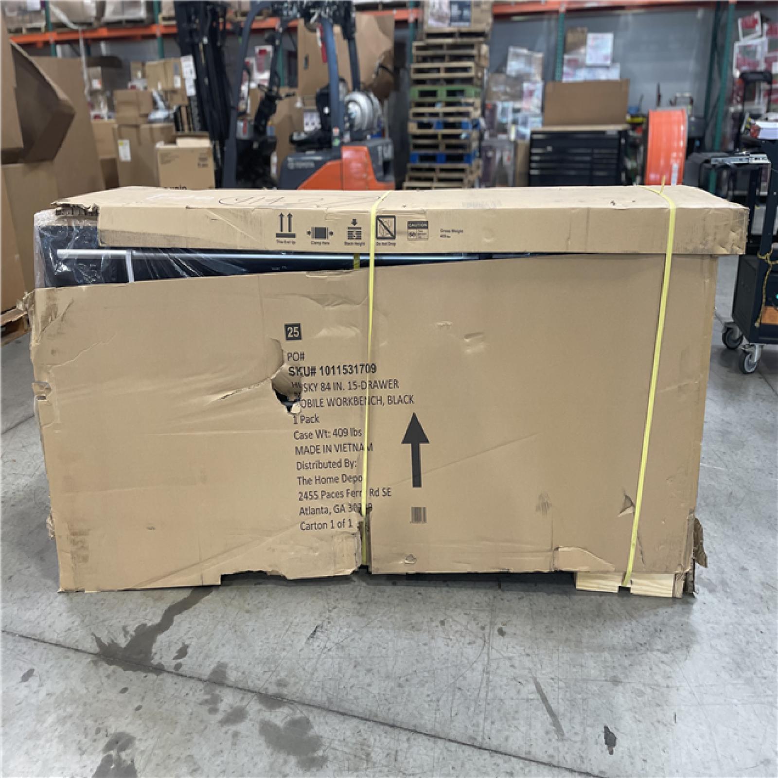 DALLAS LOCATION- AS-IS HUSKY 84IN 15-DRAWER MOBILE WORKBENCH BLACK