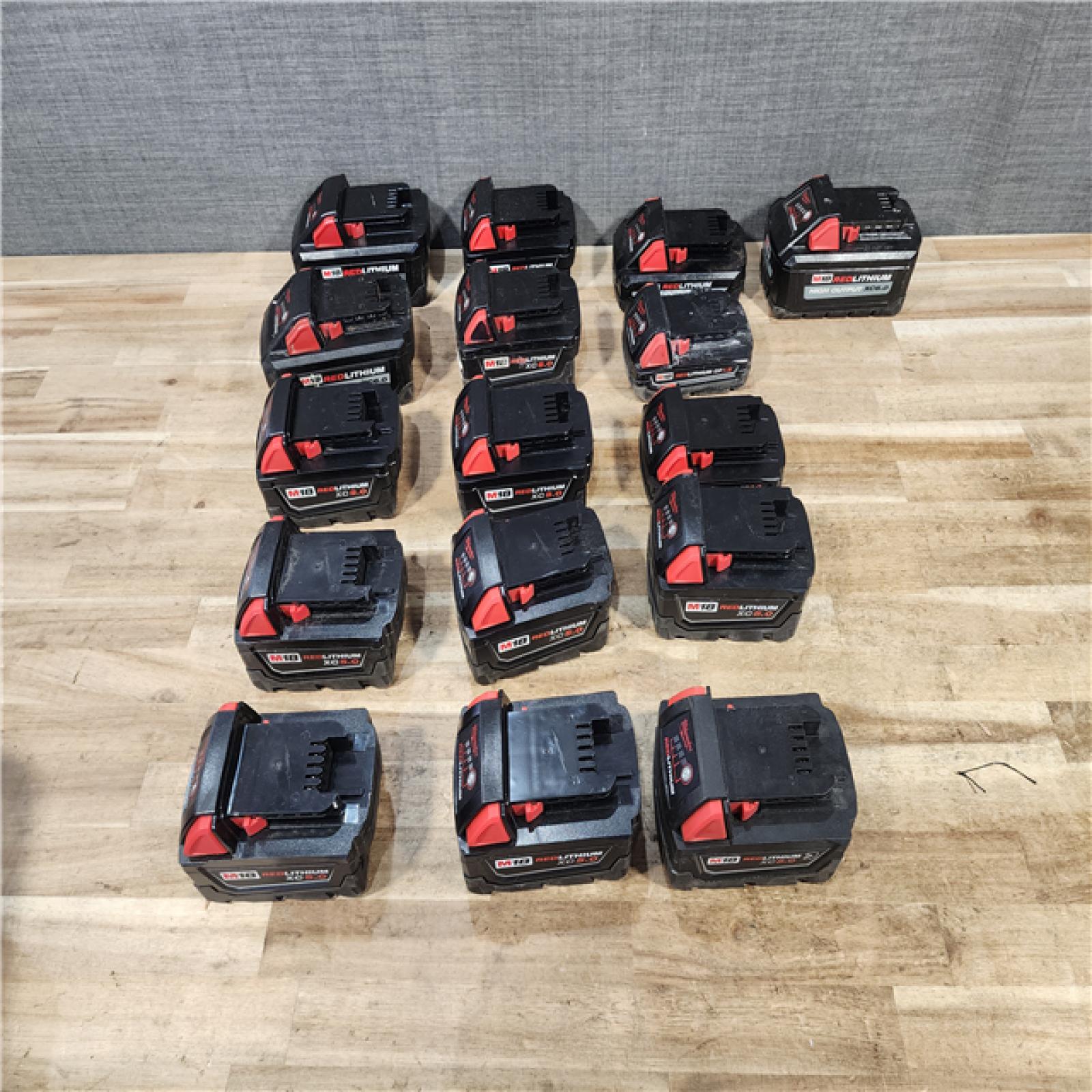 HOUSTON LOCATION - AS - IS MILWAUKEE BATTERY PACK QTY - 16