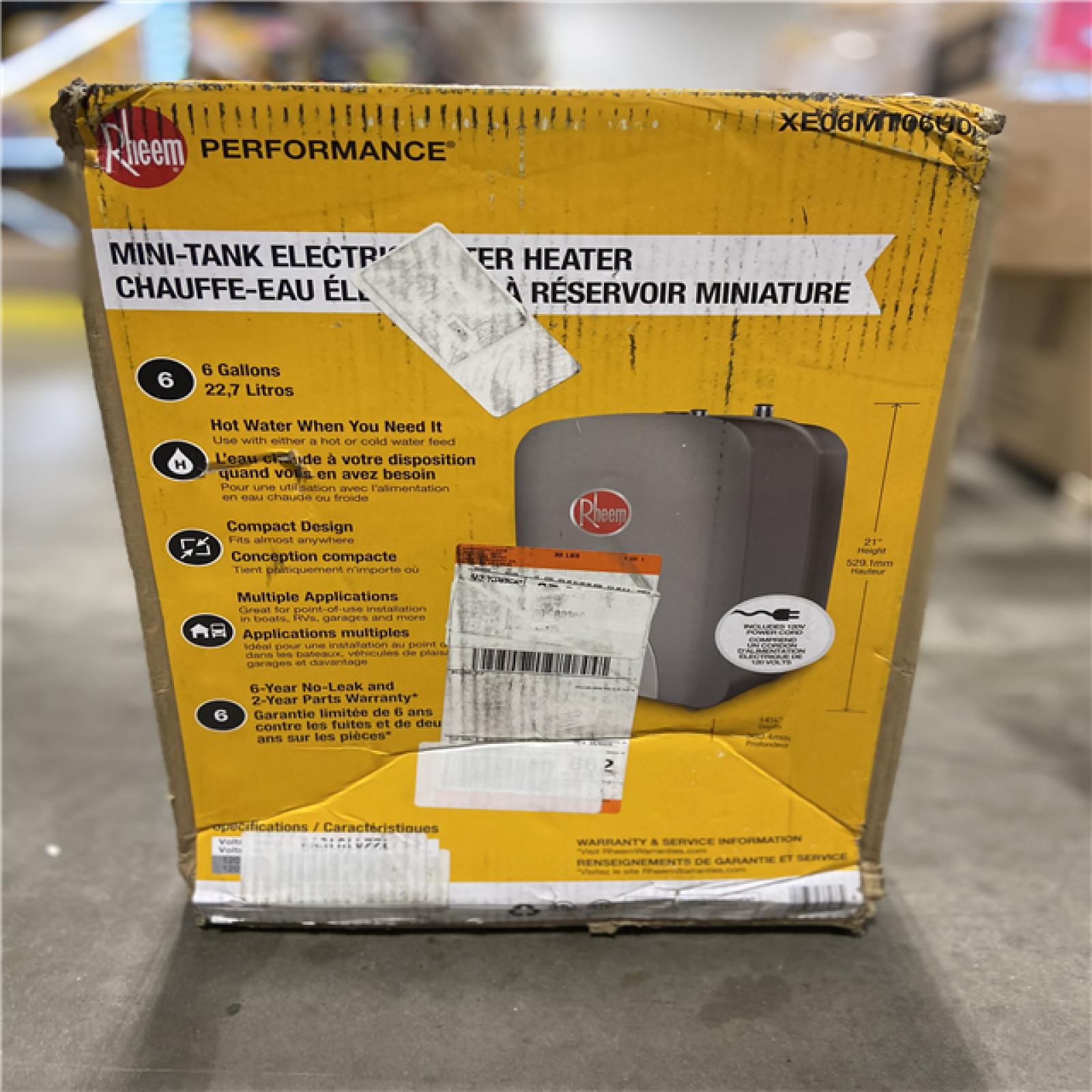 DALLAS LOCATION - Rheem Performance 6 Gal. 120-Volt Plug-In MiniTank Point of Use Electric Water Heater