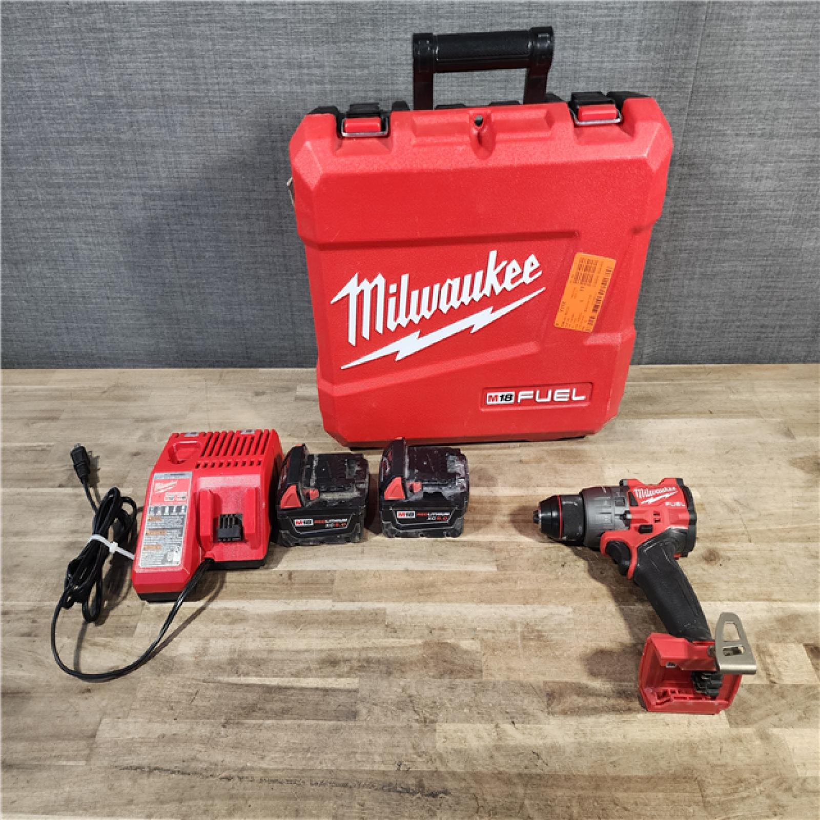 HOUSTON LOCATION - AS-IS Milwaukee 2904-22 Hammer Drill Driver Kit with Batteries  Charger & Tool Case  Red