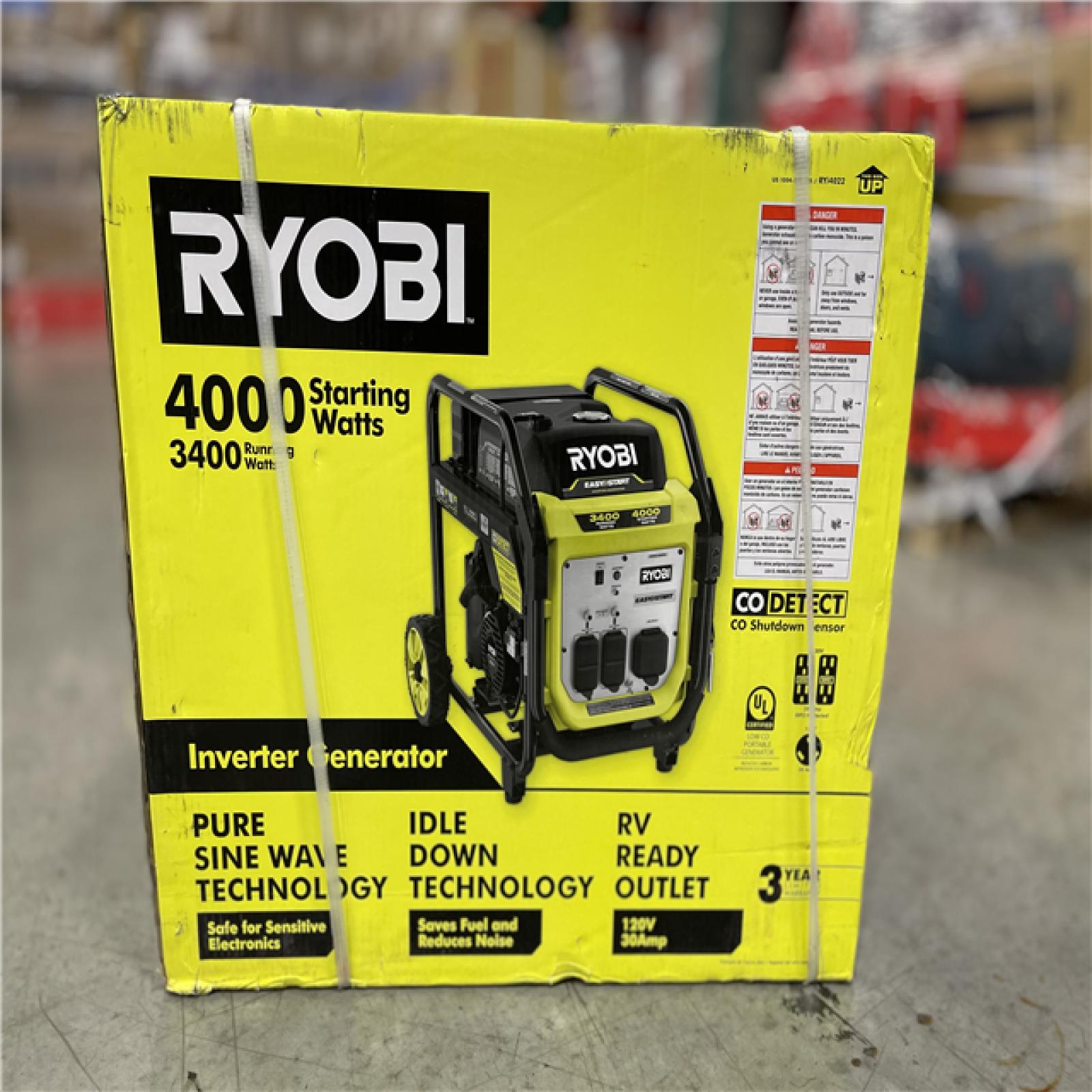 DALLAS LOCATION -NEW! RYOBI 4000-Watt Recoil Start Gasoline Powered Digital Inverter Generator