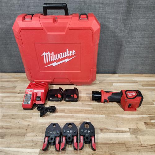 HOUSTON LOCATION - AS-IS Milwaukee 18V Lithium-Ion Cordless Short Throw Press Tool with 3 PEX Crimp Jaws Kit