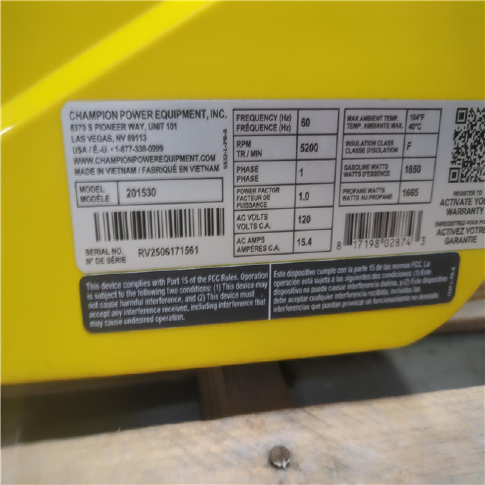 CALIFORNIA AS-IS CHAMPION PORTABLE POWER GENERATOR