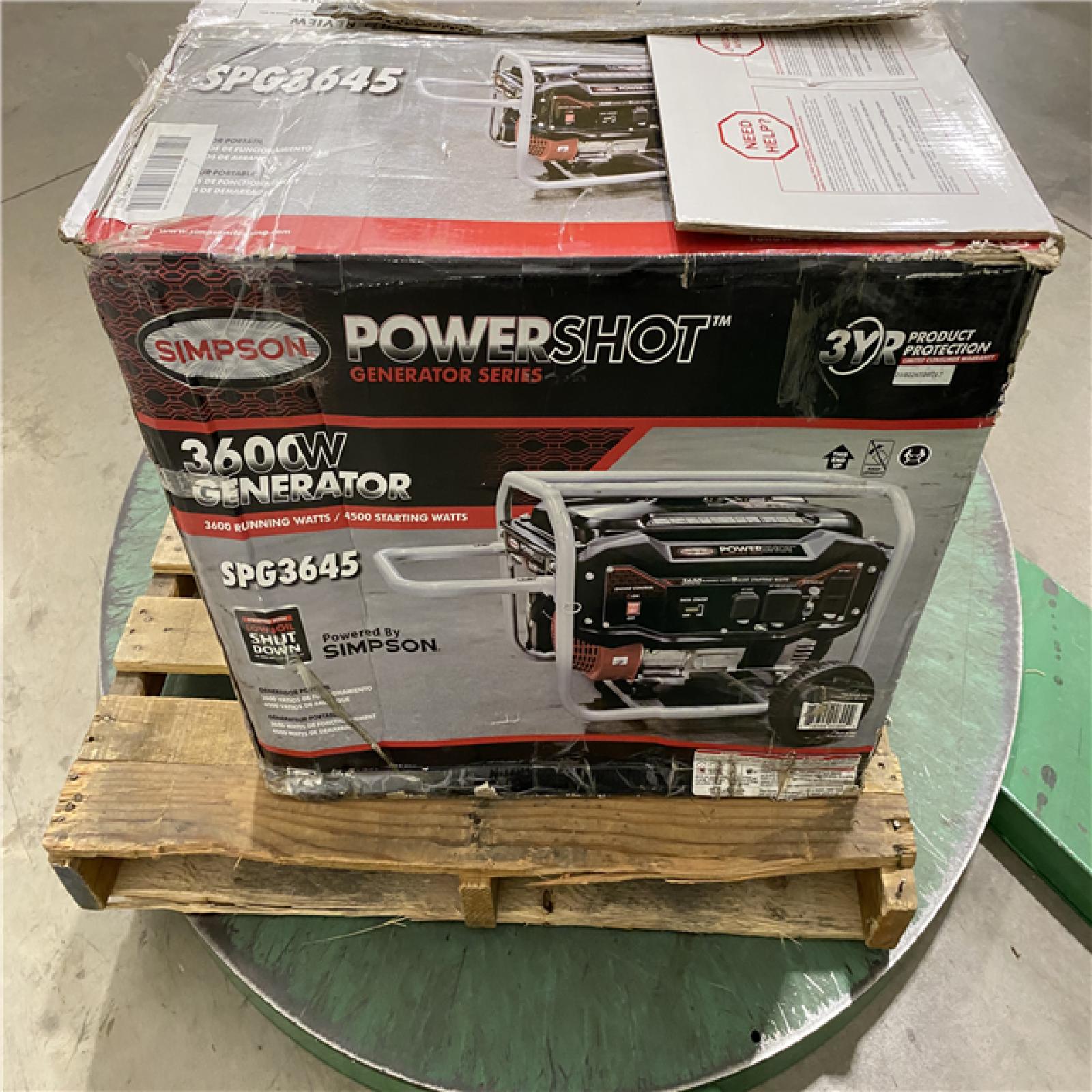 Dallas Location - As-Is SIMPSON Power Portable 3,600 Watt Generator
