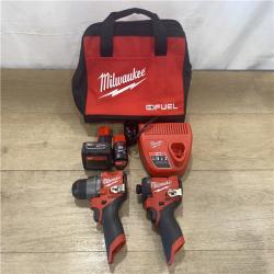 AS-IS Milwaukee FUEL 12-Volt Lithium-Ion Brushless Cordless Hammer Drill and Impact Driver Combo Kit