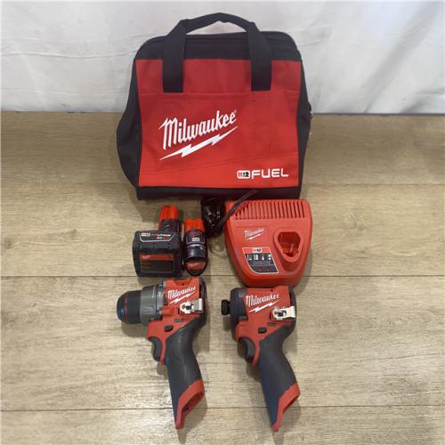 AS-IS Milwaukee FUEL 12-Volt Lithium-Ion Brushless Cordless Hammer Drill and Impact Driver Combo Kit