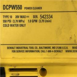 AS-IS DEWALT 20V MAX 550 PSI 1.0 GPM Cold Water Cordless Power Cleaner with 4-Nozzles (Tool Only)