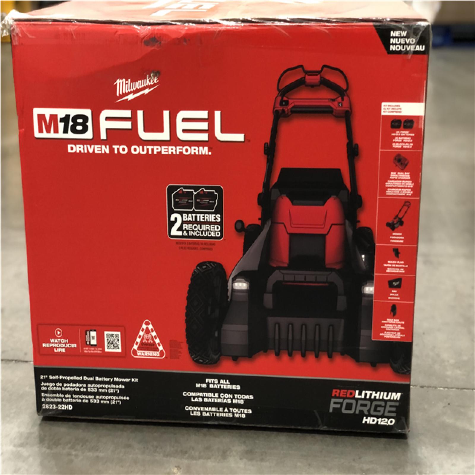 DALLAS LOCATION - NEW! Milwaukee M18 FUEL Brushless Cordless 21 in. Walk Behind Dual Battery Self-Propelled Mower w/(2) 12.0Ah FORGE Battery and Charger