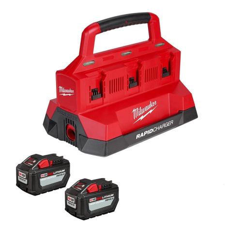 NEW - Milwaukee 18V Lithium-Ion REDLITHIUM FORGE Starter Kit with (2) 12.0 Ah Battery Pack and PACKOUT 6-Port Rapid Charger