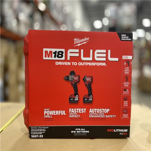 NEW! - Milwaukee M18 FUEL 18V Lithium-Ion Brushless Cordless Hammer Drill and Impact Driver Combo Kit (2-Tool) with 2 Batteries