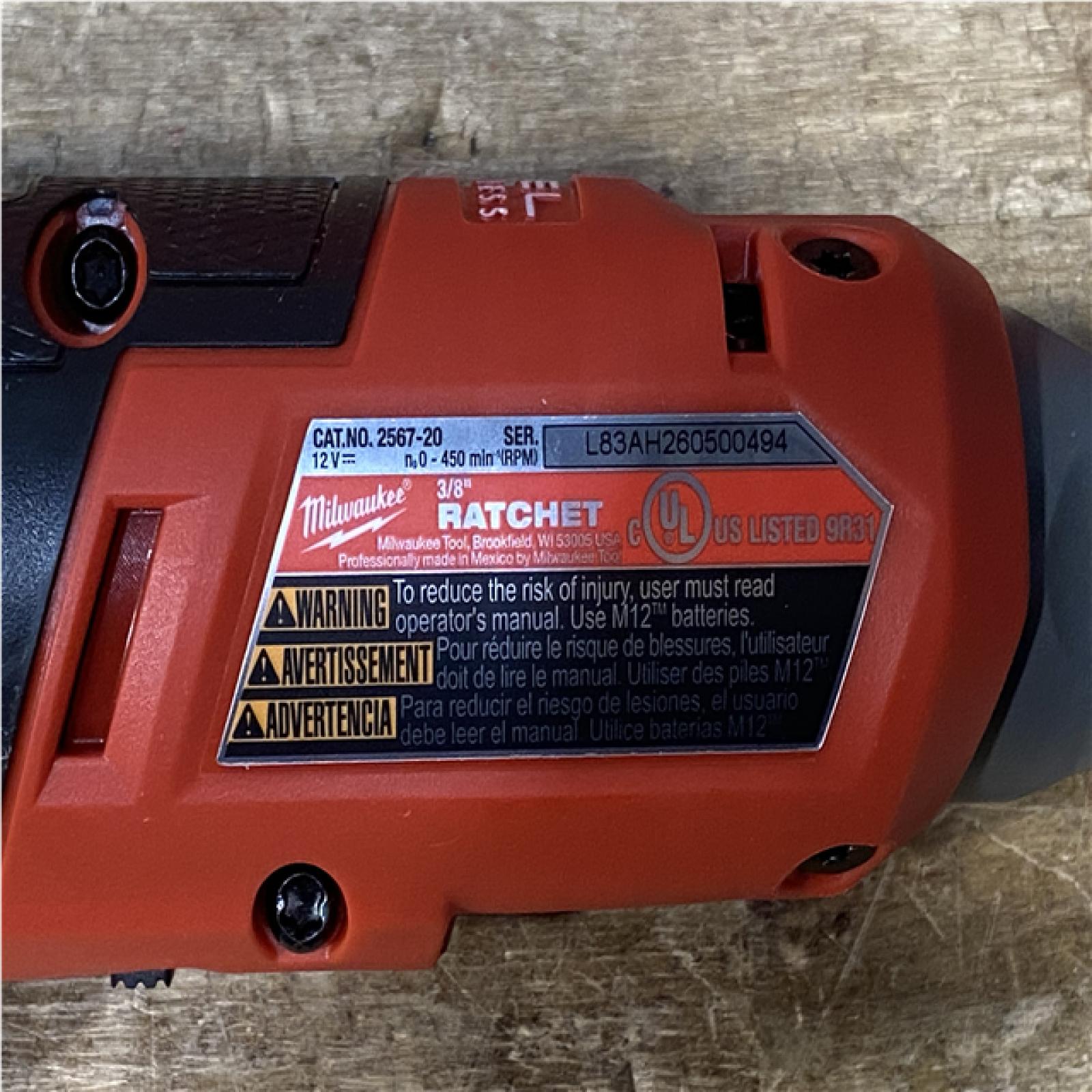 Houston Location AS-IS Milwaukee FUEL 12-Volt Lithium-Ion Brushless Cordless High Speed 3/8 in. Ratchet (Tool-Only)