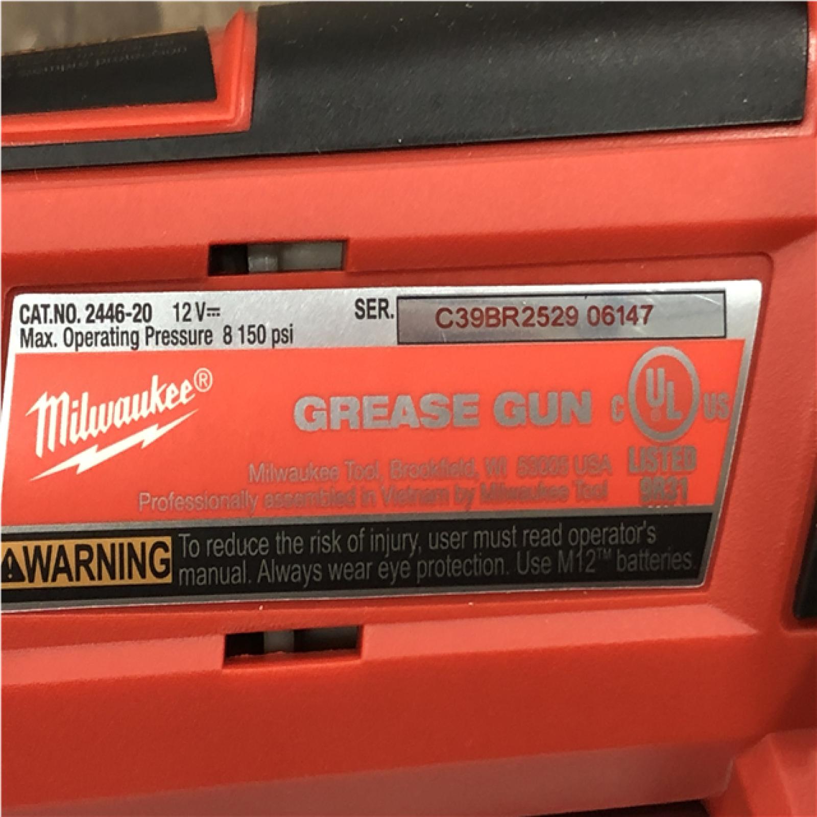 AS-IS Milwaukee 12V Lithium-Ion Cordless Grease Gun (Tool-Only)