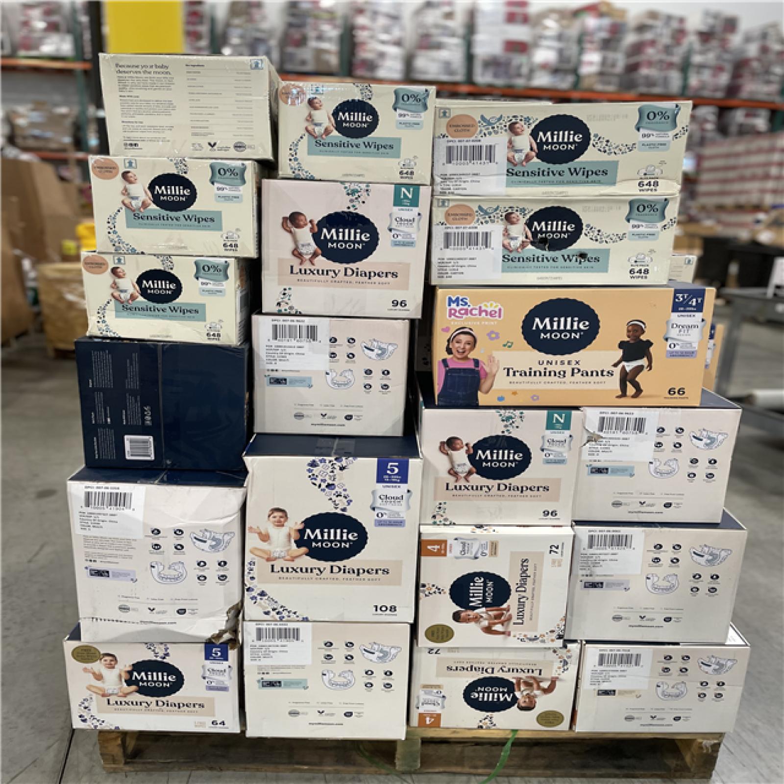DALLAS LOCATION - BULLSEYE MIXED DIAPERS WIPE'S PALLET -(60 CASES)