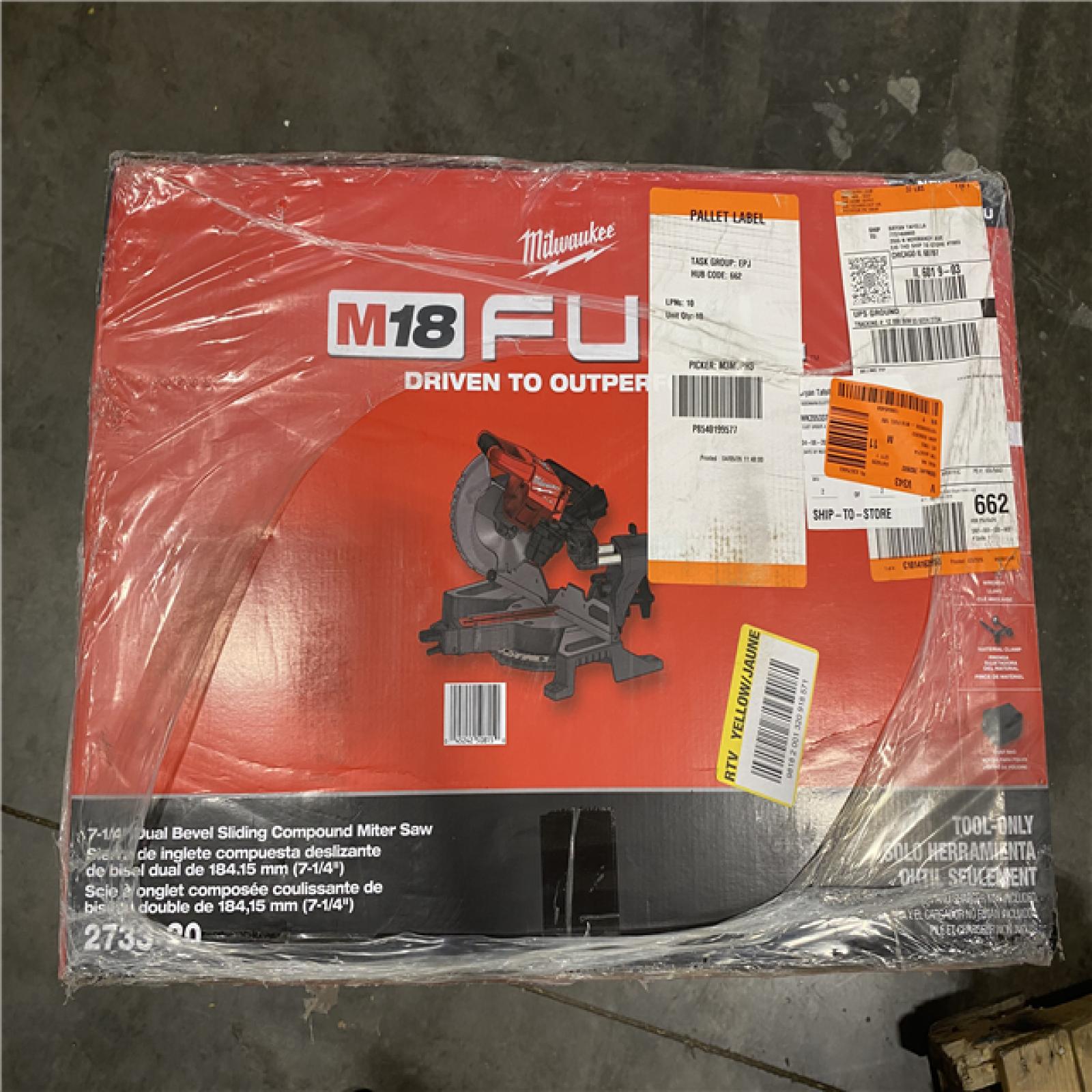NEW- Milwaukee M18 FUEL 7-1/4 in. Cordless Brushless Dual-Bevel Sliding Compound Miter Saw (Tool Only)