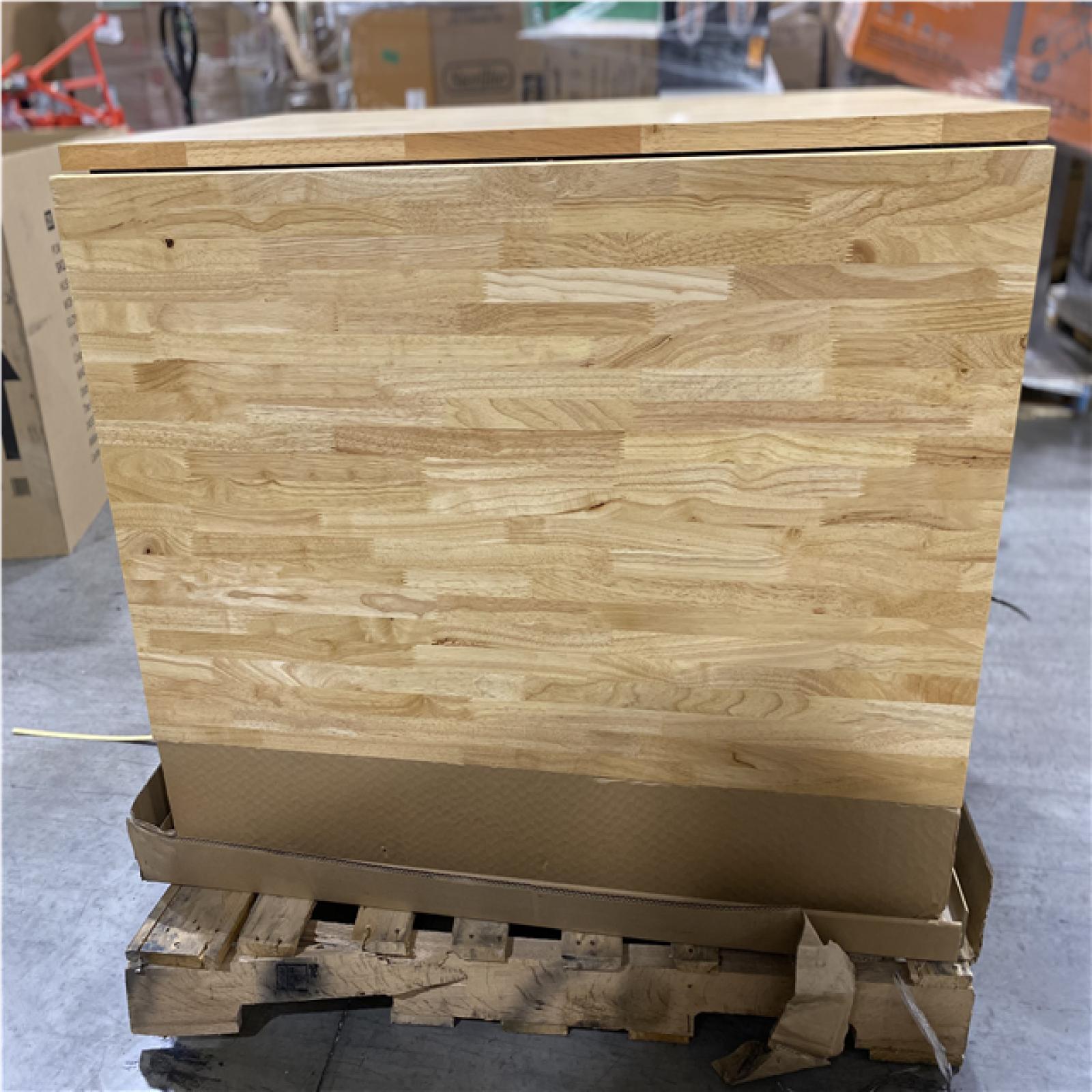 DALLAS LOCATION-  HUSKY 46 in. W x 51 in. D Mobile Workbench Cabinet  W/ Full Length Extension Table (GLOSS BLACK/WOOD TOP)
