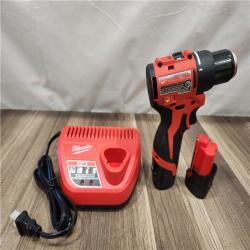 AS-IS- Milwaukee Tool M12 3/8 in. Brushless Cordless Drill/Driver Kit (Battery & Charger)
