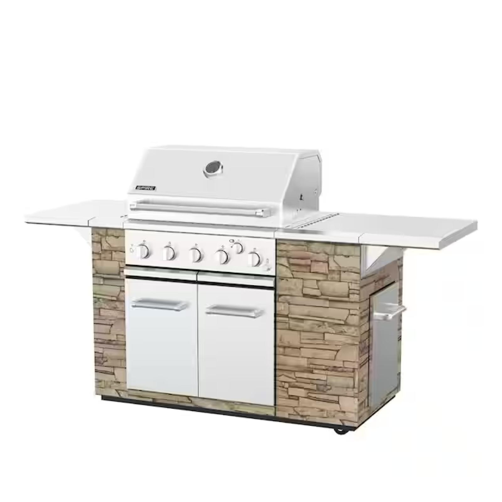 DALLAS LOCATION - AS-IS SPIRE 5-Burner Built-In Propane Gas Stone Island Grill in Terra Rosa